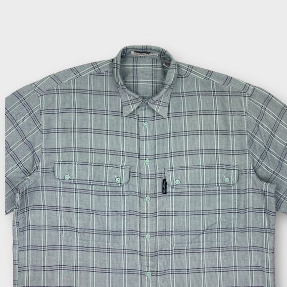 VINTAGE 70s Levis Shirt Mens Medium Mint Green Check Silver Label Button Up BigE - Picture 5 of 13